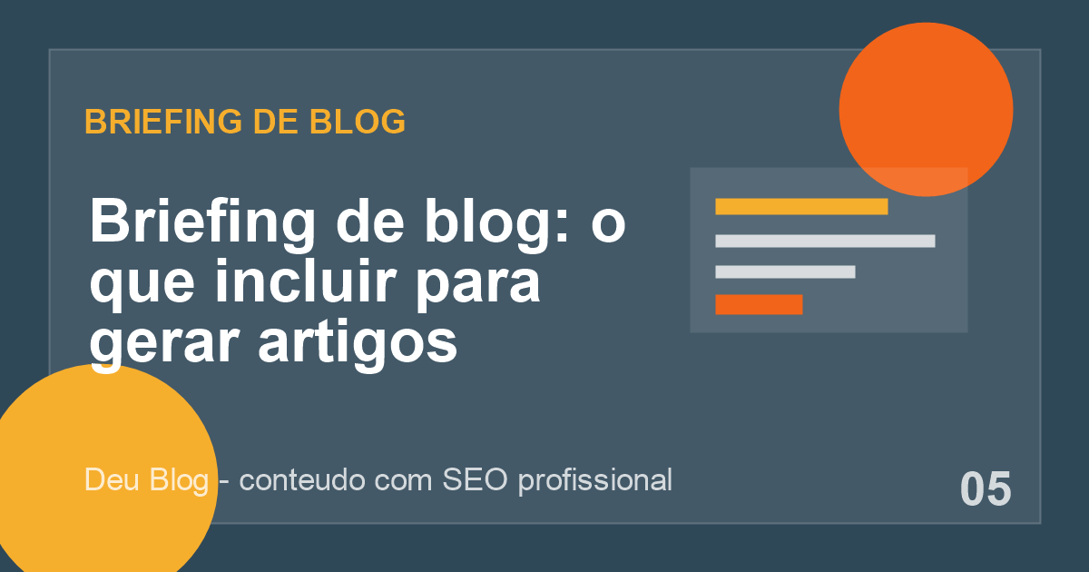 Briefing de blog com campos de público, palavra-chave, CTA e tom de voz