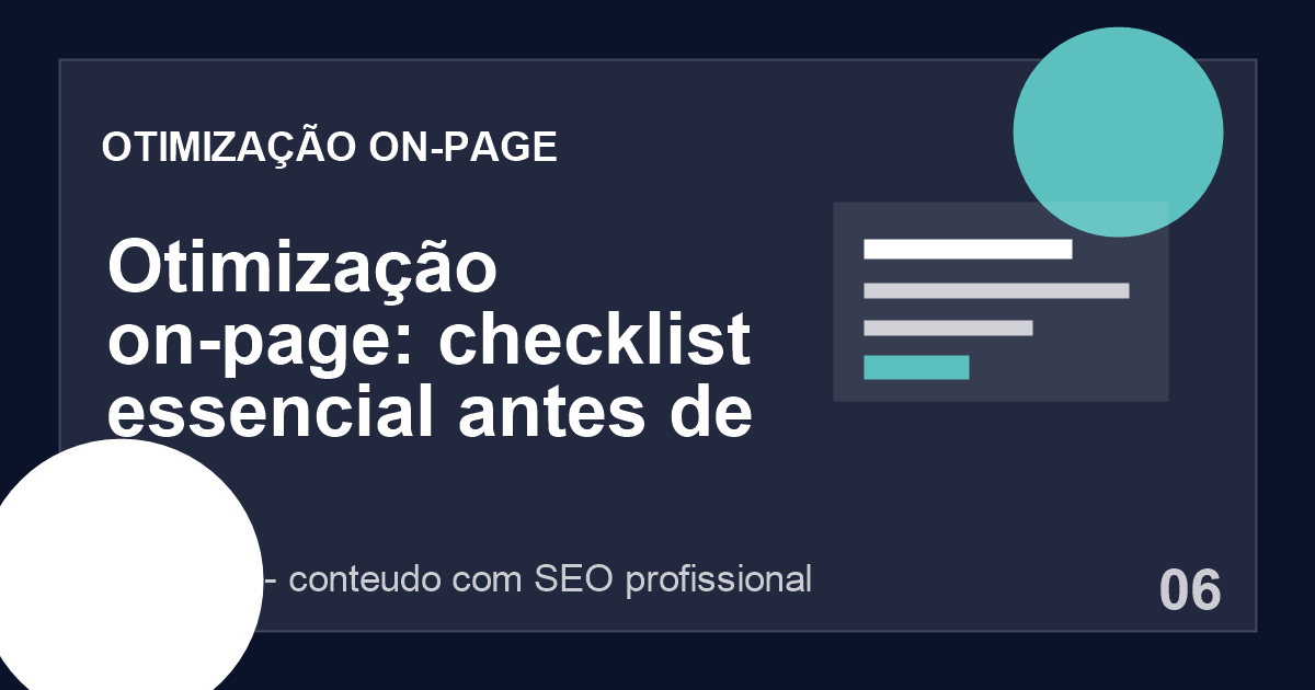 Checklist de otimização on-page para artigo de blog